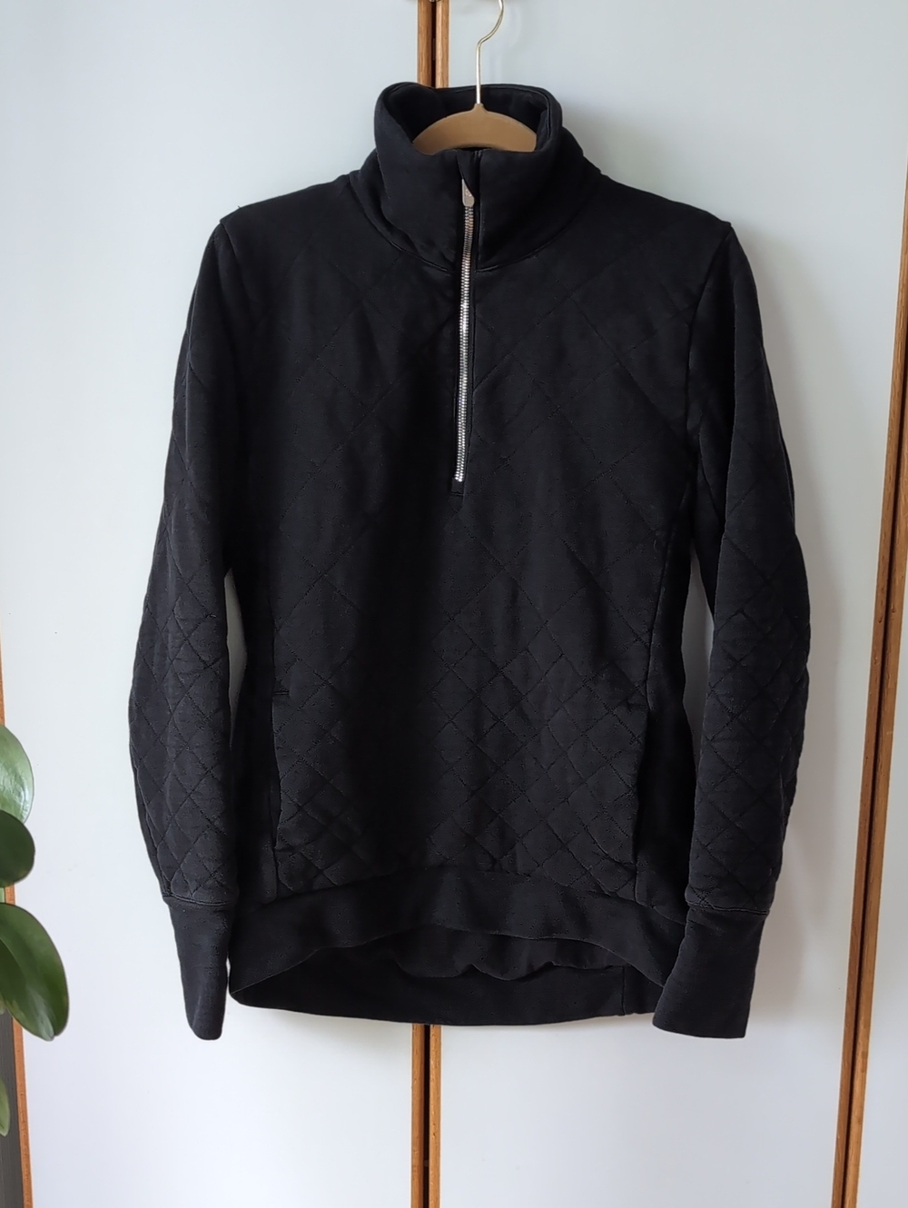 Lululemon Forever Warm Pullover 4 S Black Quilted Half Zip